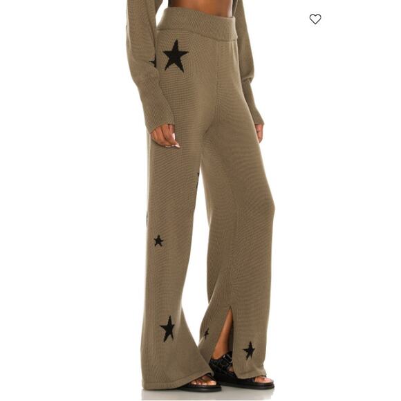 Pistola Women XS Green Black Star Knit Wide Leg Flare Pants Lounge Casual - Picture 9 of 9